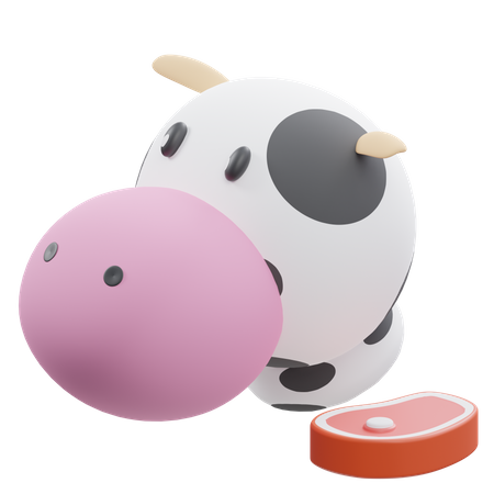 Vaca e carne  3D Icon