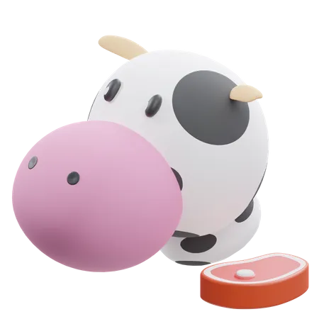 Vaca e carne  3D Icon