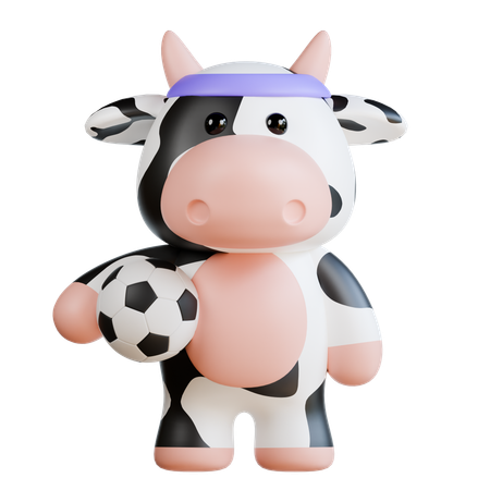Vaca fofa jogando futebol  3D Icon