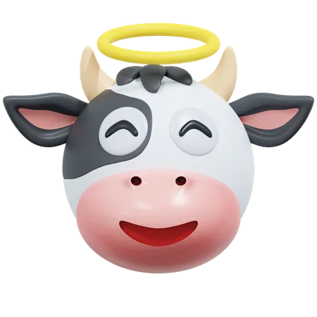 Ilustracao De Icone 3 D De Emoticon De Vaca Inocente 3D Icon