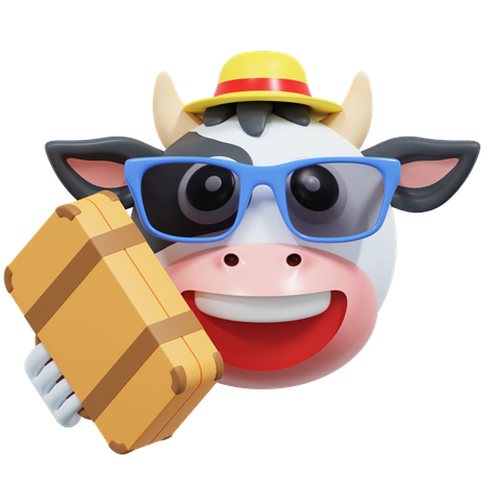 Vaca segurando bolsa de viagem  3D Icon