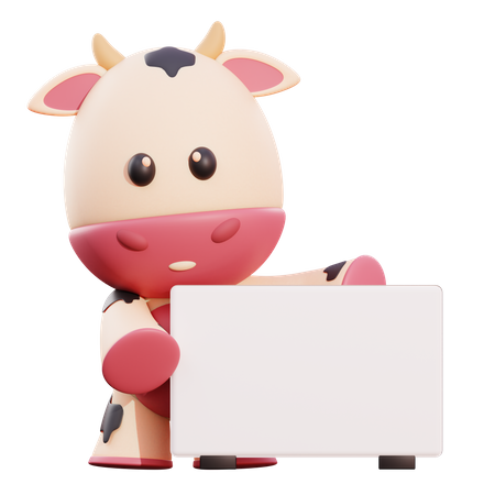 Vaca segurando cartaz  3D Icon
