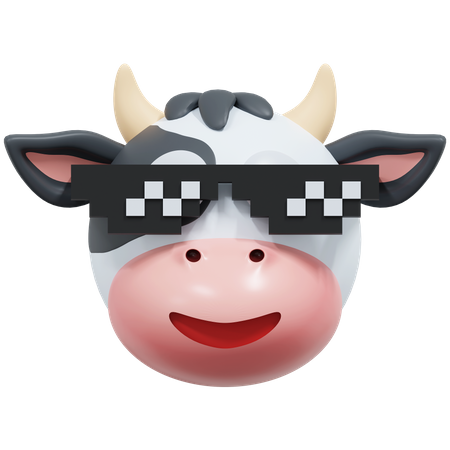 Vaca usando óculos de pixel  3D Icon
