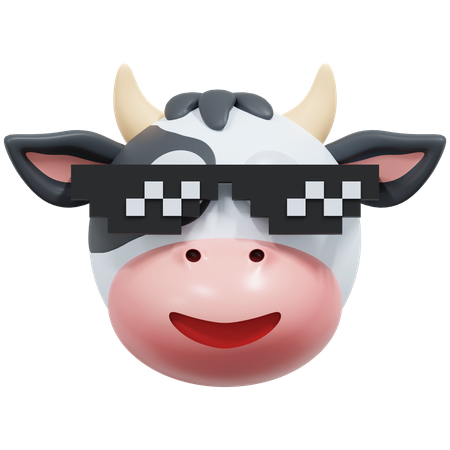 Vaca usando óculos de pixel  3D Icon