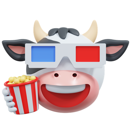 Vaca viendo pelicula  3D Icon