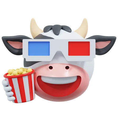 Vaca viendo pelicula  3D Icon