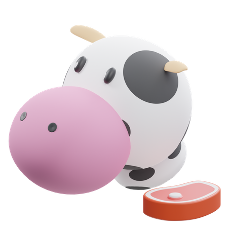 Vaca y carne  3D Icon