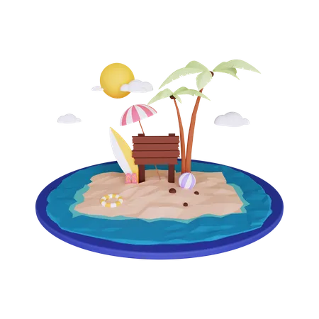 Vacaciones de verano  3D Illustration