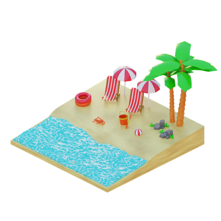 Vacaciones de verano  3D Illustration