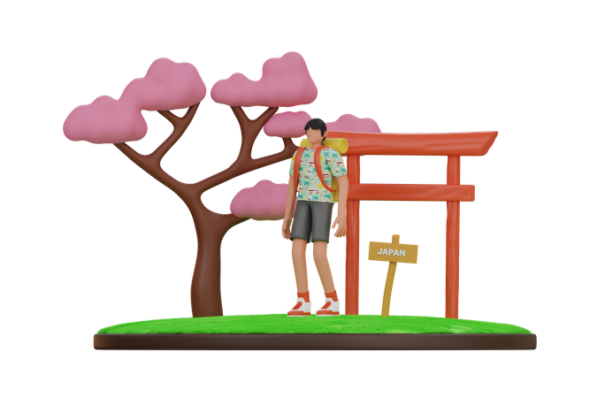 Vacaciones en japon  3D Illustration