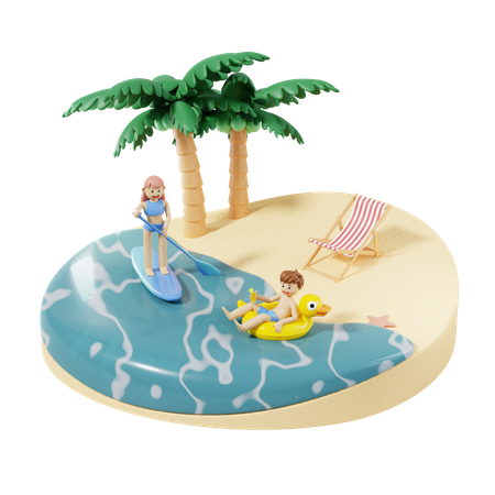 Vacaciones en la playa  3D Icon