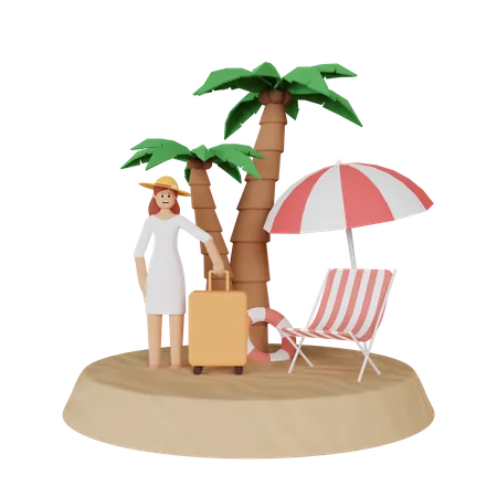 Vacaciones En La Playa Ilustracion 3 D 3D Illustration