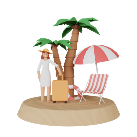 Vacances à la plage  3D Illustration