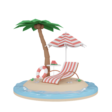 Vacances à la plage  3D Illustration