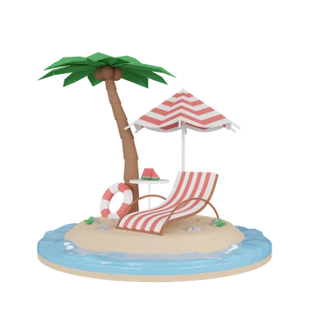 Vacances à la plage  3D Illustration