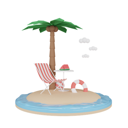 Vacances à la plage  3D Illustration