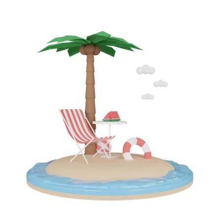 Vacances à la plage  3D Illustration