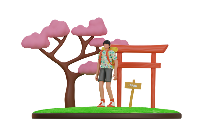 Vacances au Japon  3D Illustration