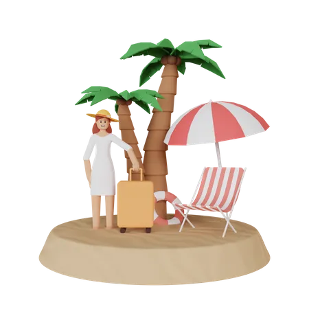 Vacation at beach  3D Illustration