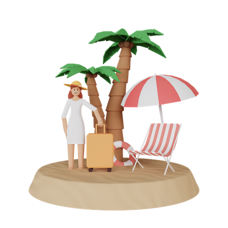 Vacation at beach 3D Illustration