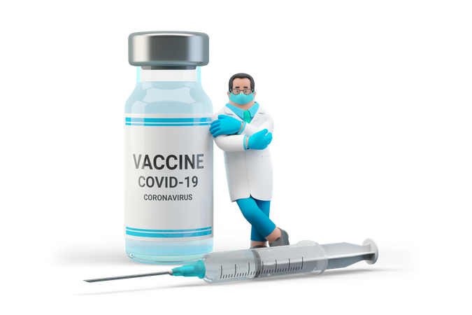 Vaccin contre le covid-19  3D Illustration