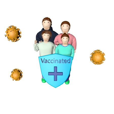 Vaccinated Family 3D Illustration