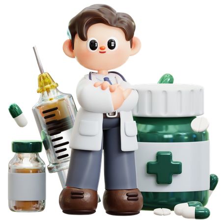 Vaccine And Medicine  3D Illustration