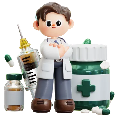 Vaccine And Medicine  3D Illustration