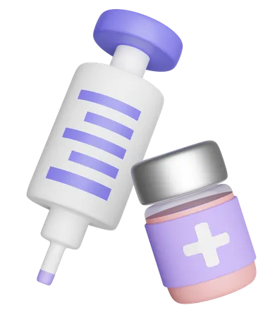 3 D Syringe Vaccine Bottle Isolated 3D Icon