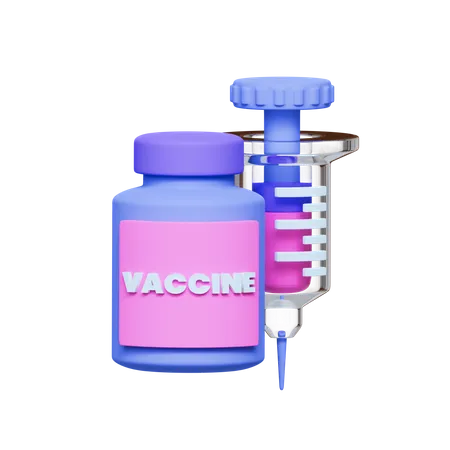 Vaccine Bottle And Injection  3D Icon