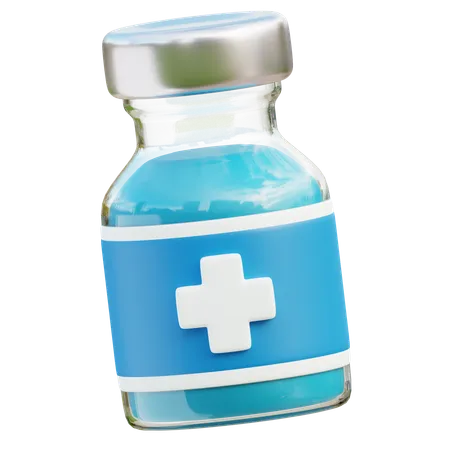 3 D Vaccine Vial With A Vibrant Blue Label And A White Medical Cross Symbolizing Healthcare And Immunization Efforts 3D Icon