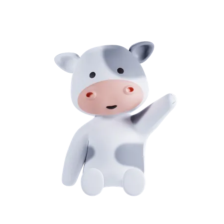 Vache agitant la main  3D Illustration