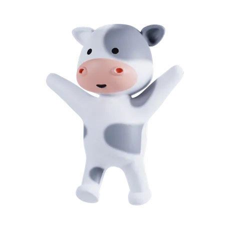 Vache agitant les mains  3D Illustration