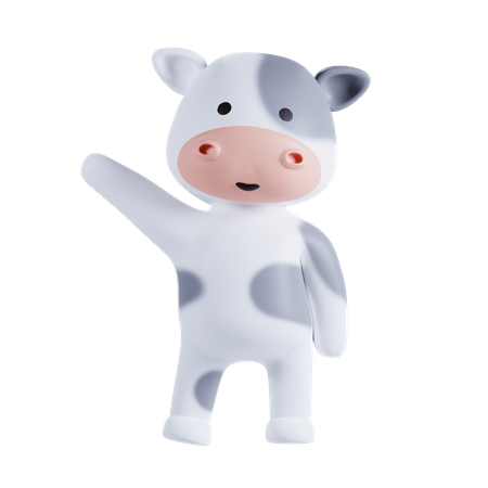 Vache dit bonjour  3D Illustration