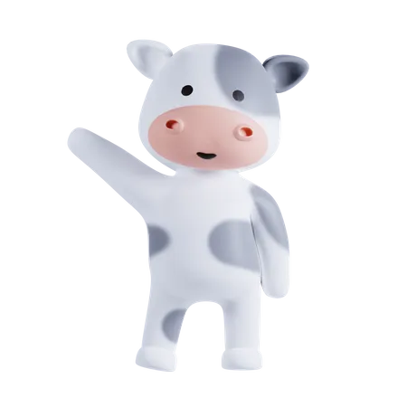 Vache dit bonjour  3D Illustration