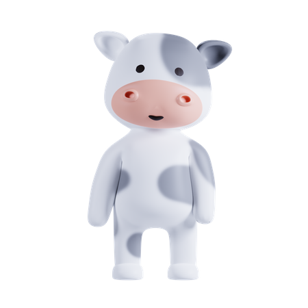 Pose mignonne de vache  3D Illustration