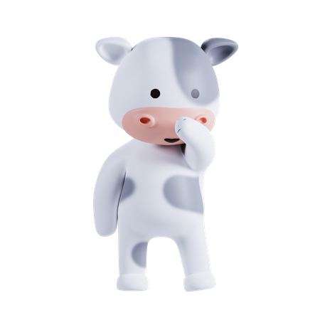 La vache pense à quelque chose  3D Illustration