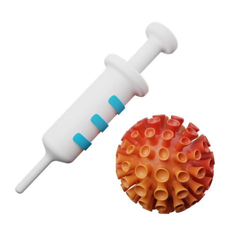 Vacuna corona y jeringa  3D Illustration