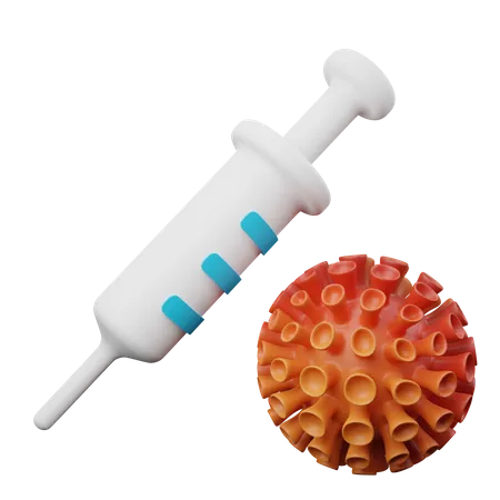 Vacuna corona y jeringa  3D Illustration