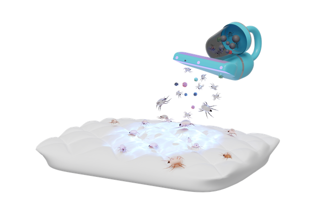 Vacuum cleaner cleans bugs from bedsheet  3D Icon