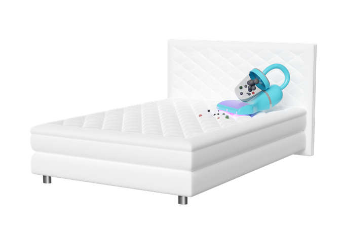 Vacuum cleaner on bed  3D Icon