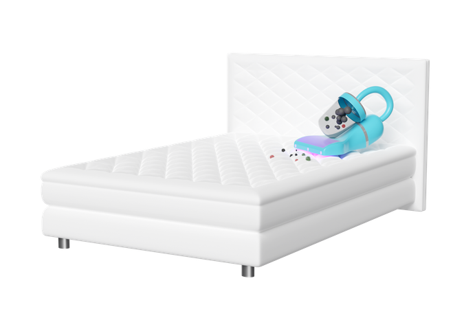 Vacuum cleaner on bed  3D Icon