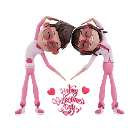 Valentin Couple Making love pose  3D Illustration