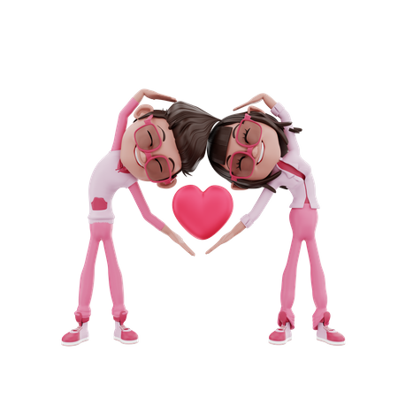 Valentin Couple Making love pose  3D Illustration