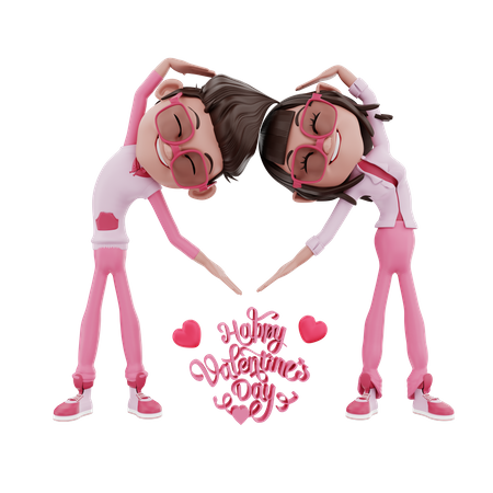Valentin Couple Making love pose 3D Illustration