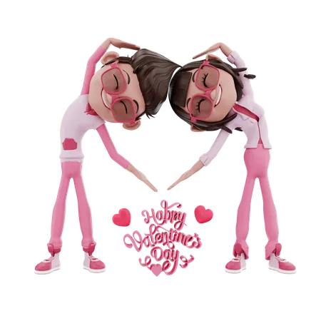 Valentin Couple Making love pose  3D Illustration