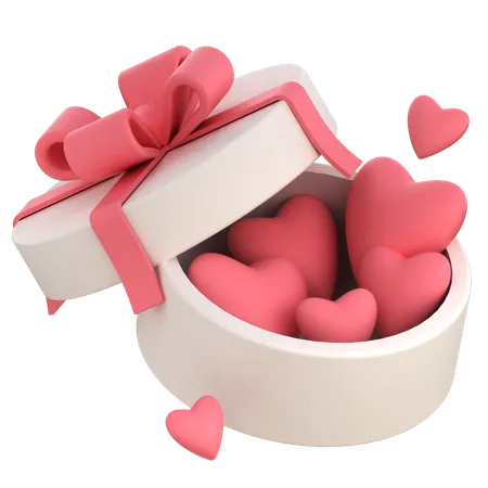Present Box With Hearts Illustration In 3 D Design 3D Icon