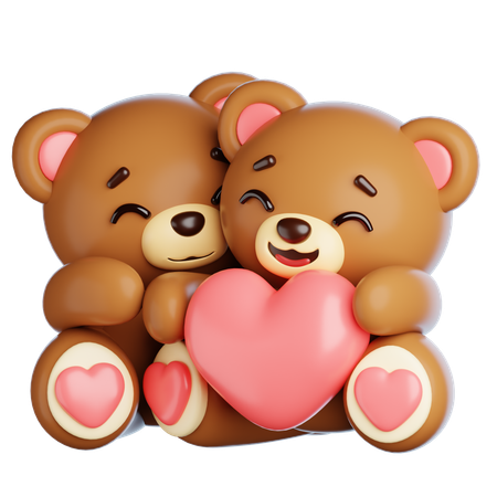 Valentine Bear Hugging  3D Icon