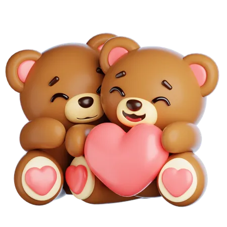 Valentine Bear Hugging  3D Icon