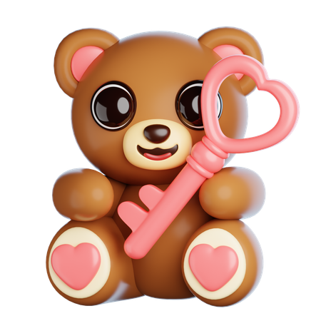 Valentine Bear With Keychain  3D Icon